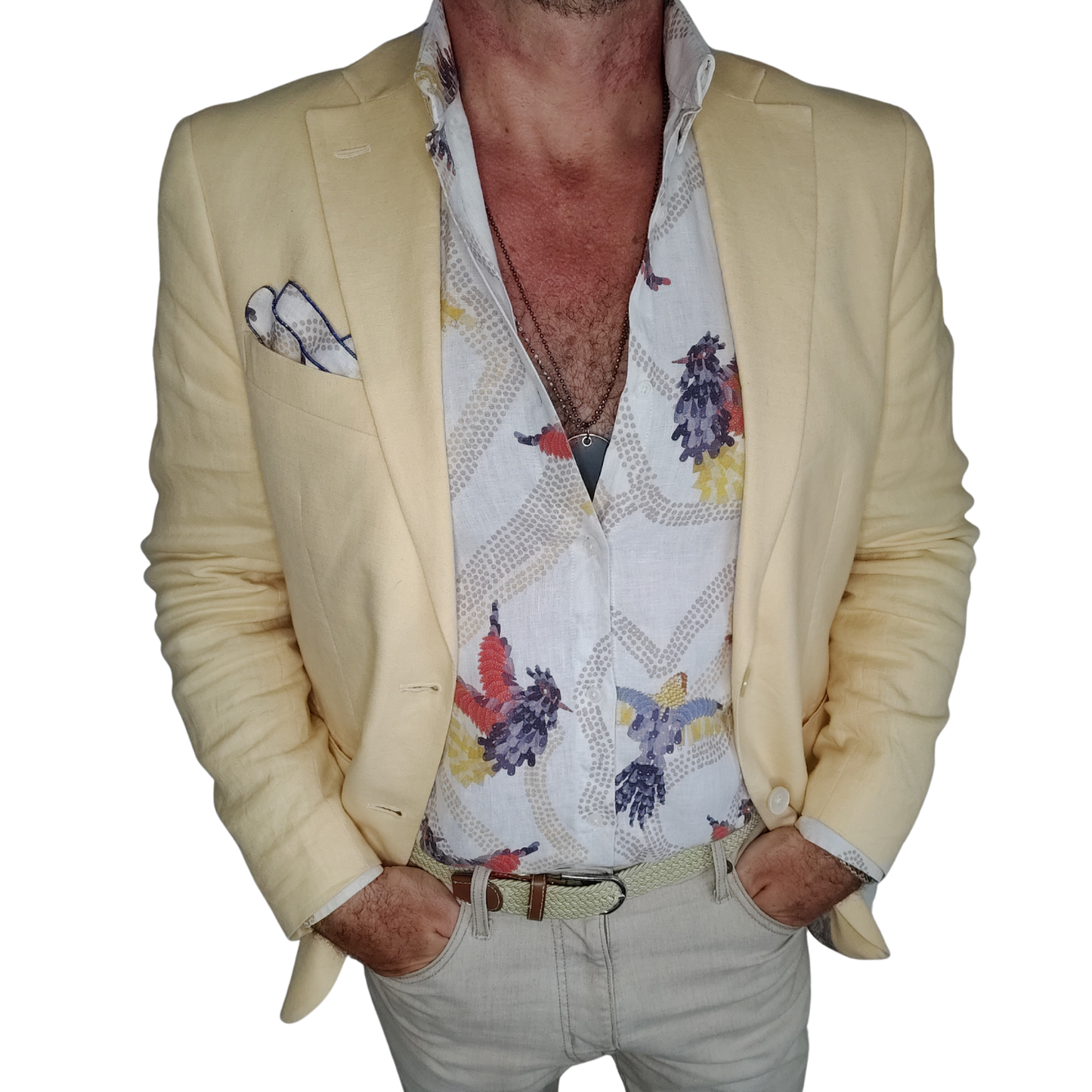 Phoenix White Pocketsquare