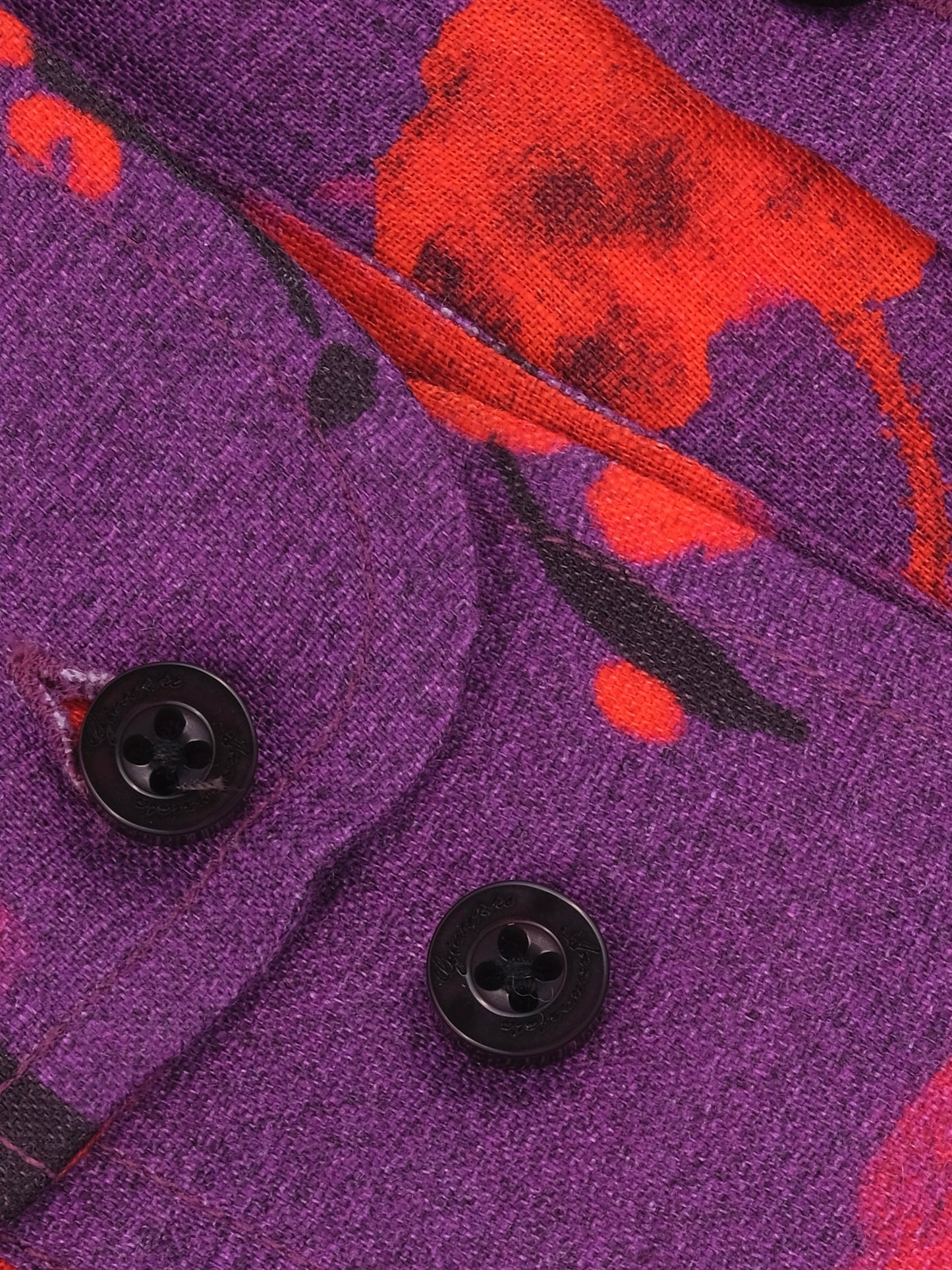 Printed Linen Shirt Cherry Blossom Purple Background