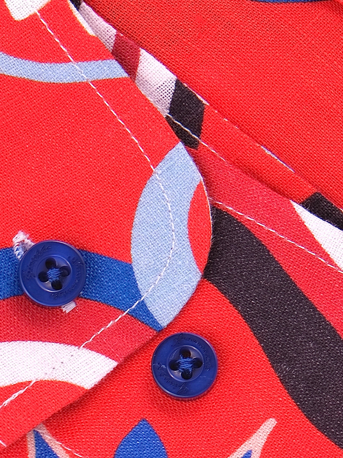 Printed Linen Shirt 70's Red