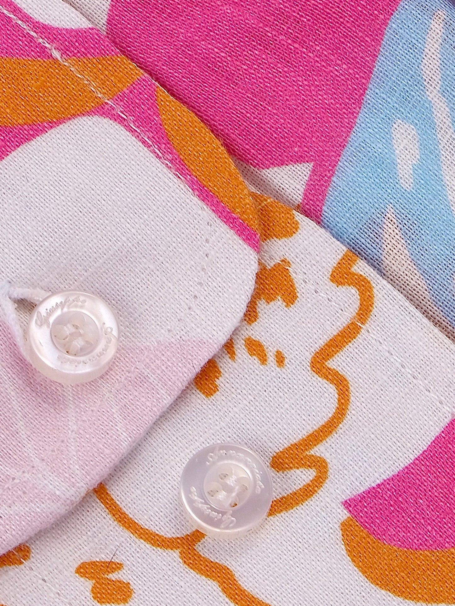 Printed Linen Shirt Flower Power Pink