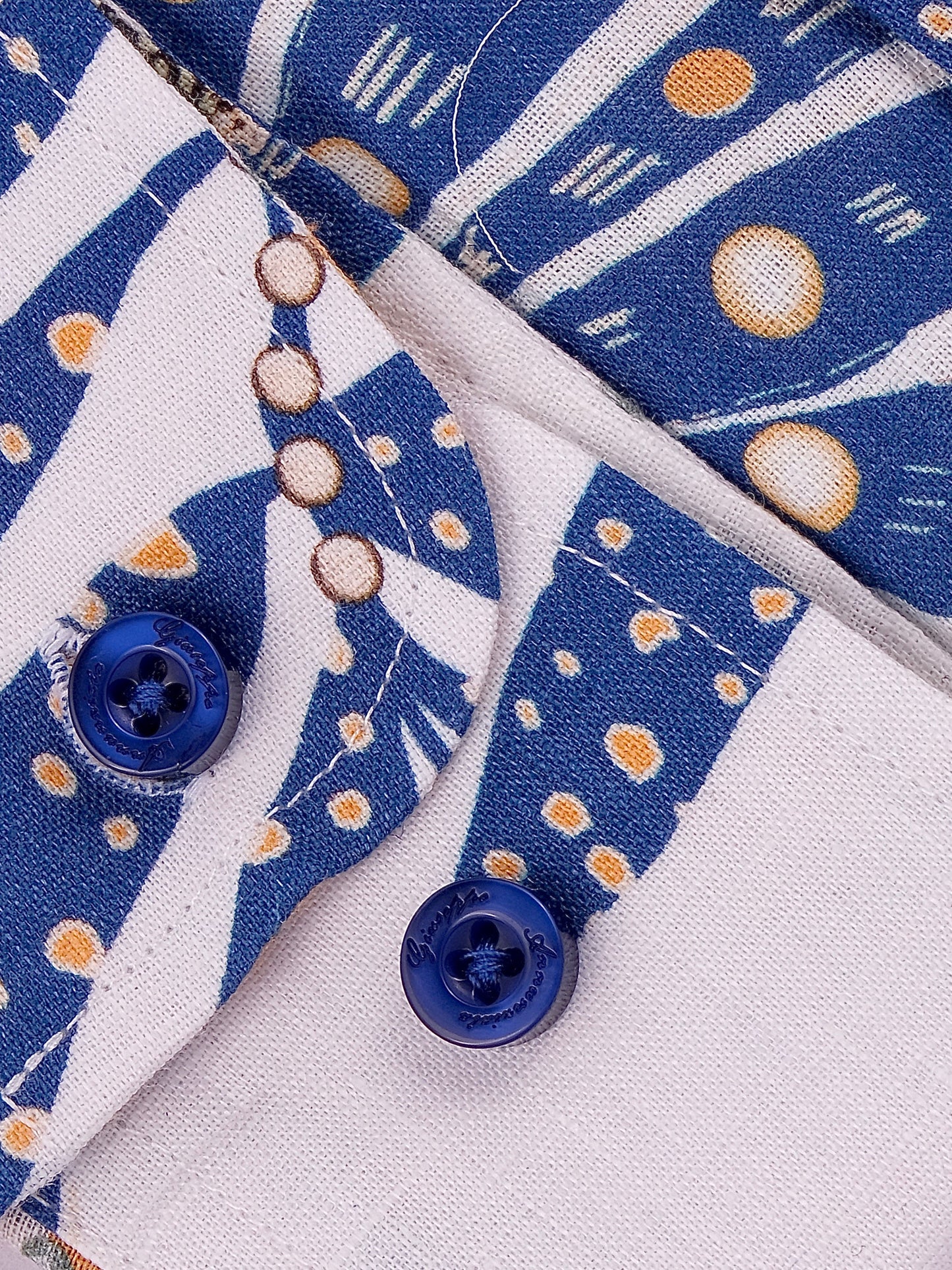 Printed Linen Shirt Abstract Leaves White