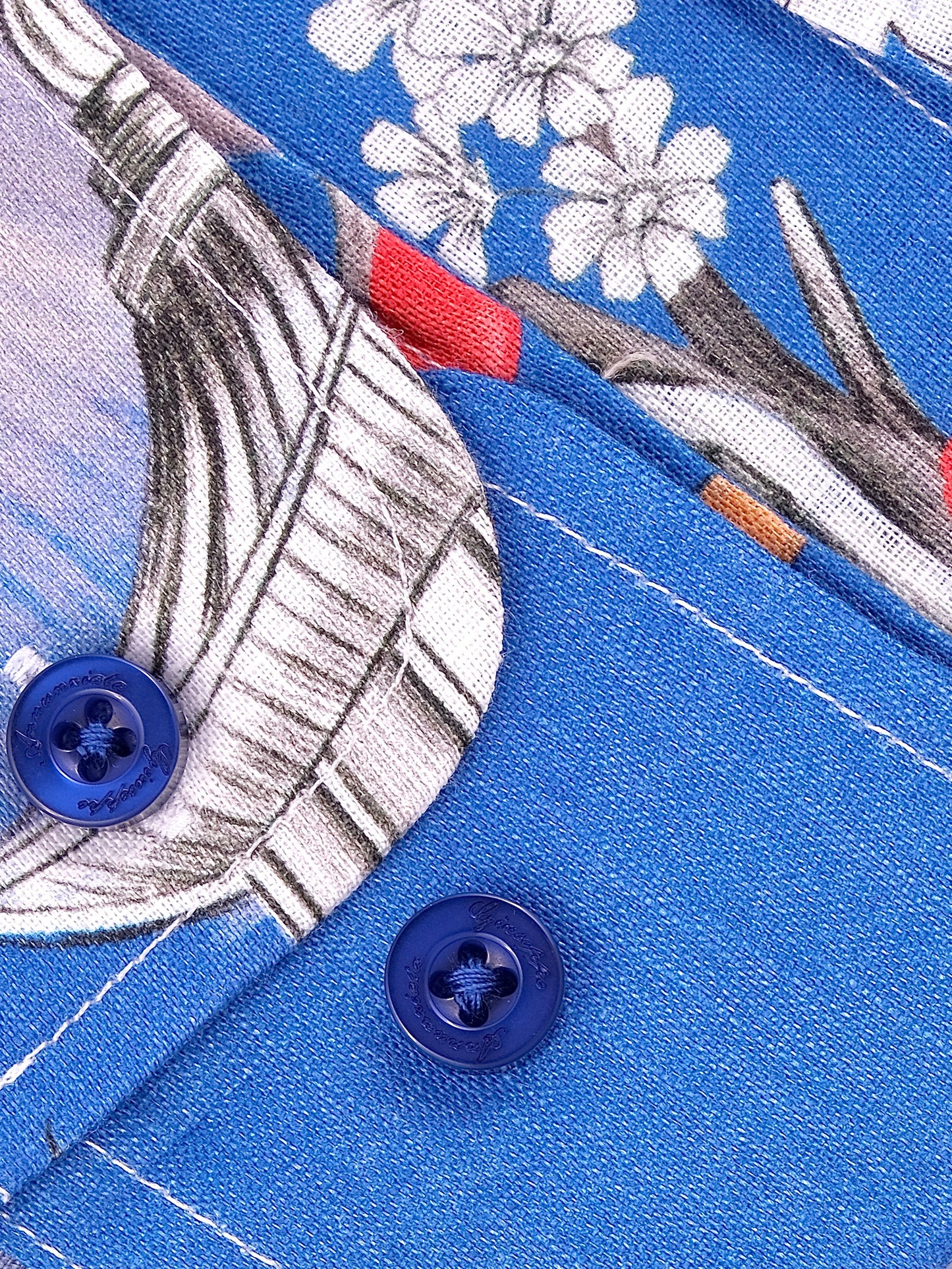 Printed Linen Shirt Japan Tiger Blue