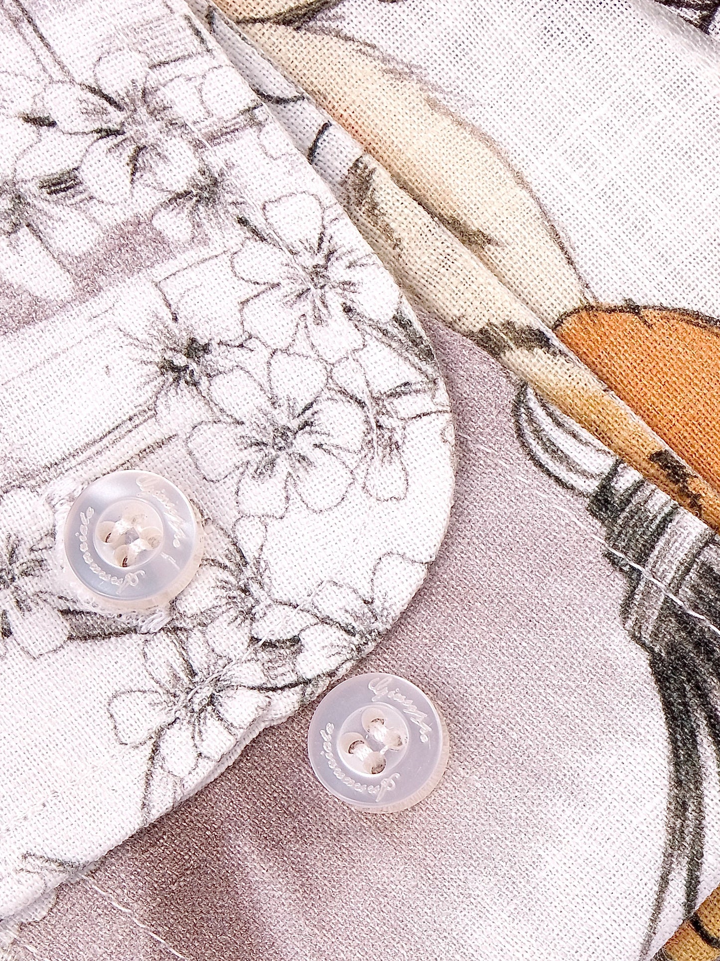 Printed Linen Shirt Japan Tiger White