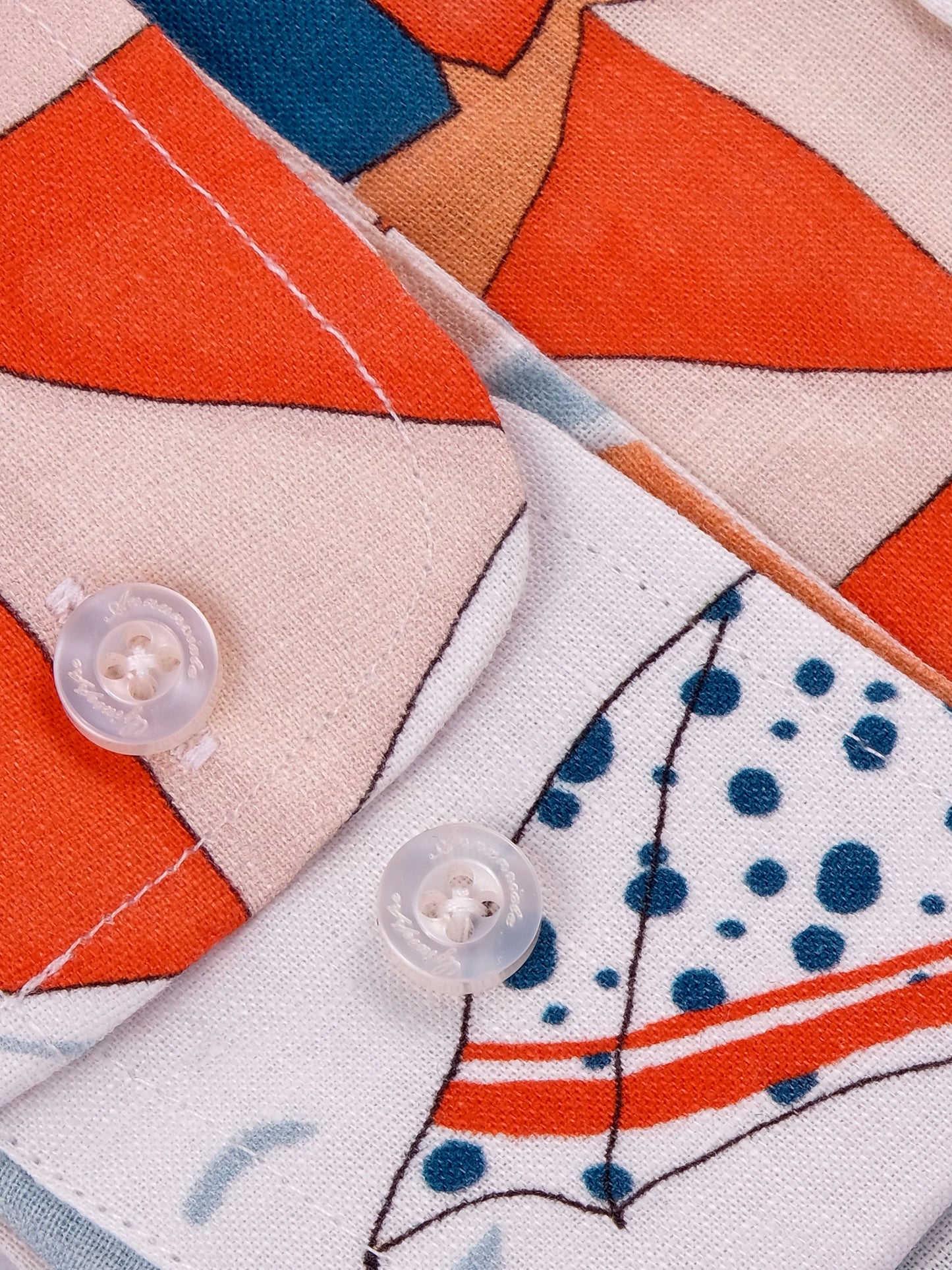 Printed Linen Shirt Beach White