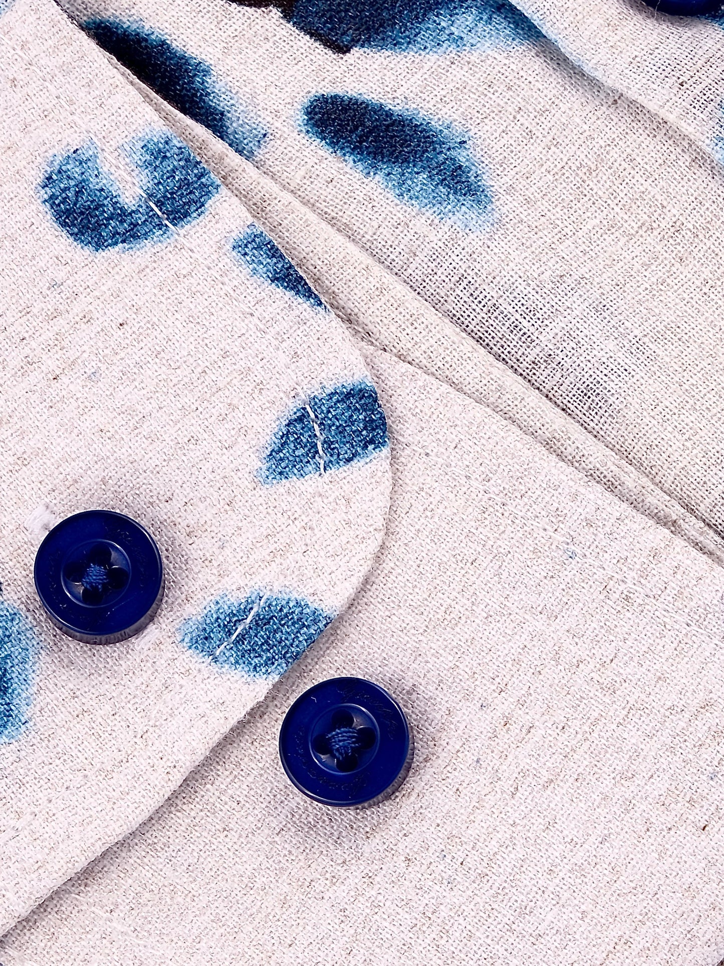 Printed Linen Shirt Cherry Blossom Blue