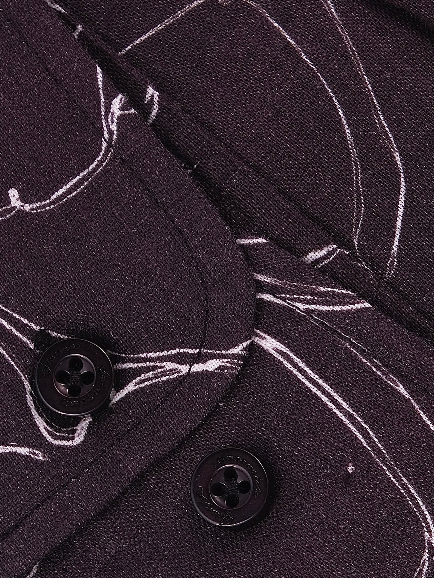 Printed Linen Shirt Faces Black