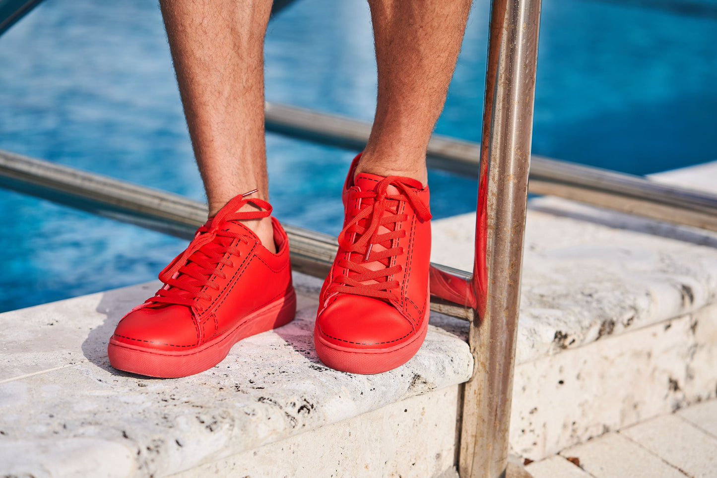 Leather Stitches Sneaker Red and Black
