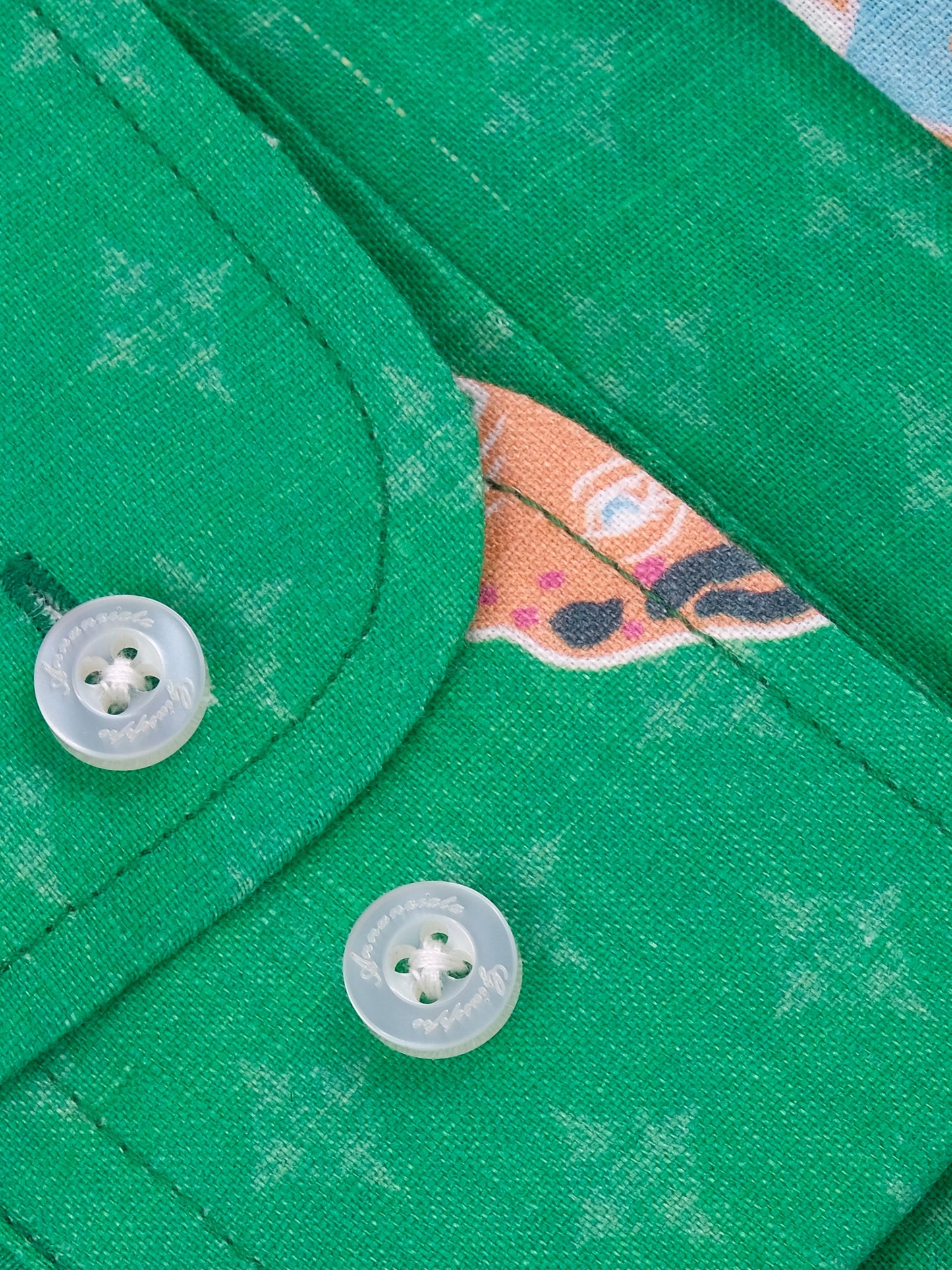 Printed Linen Shirt Mandala Tiger Green