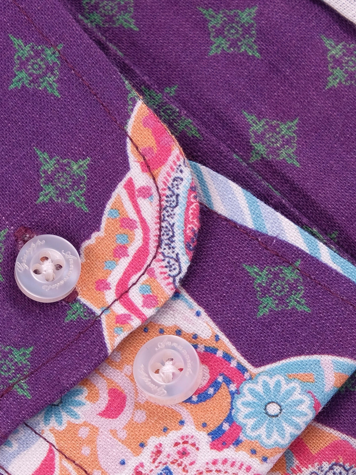 Printed Linen Shirt Mandala Tiger Purple