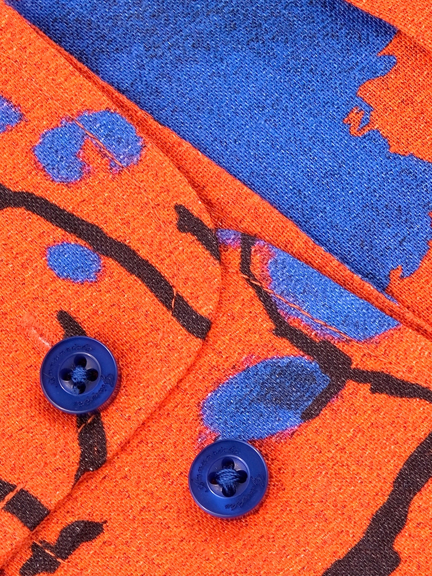 Printed Linen Shirt Cherry Blossom Orange Background