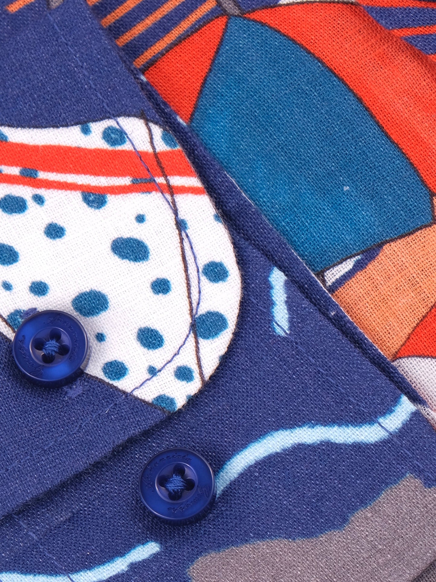 Printed Linen Shirt Beach Blue