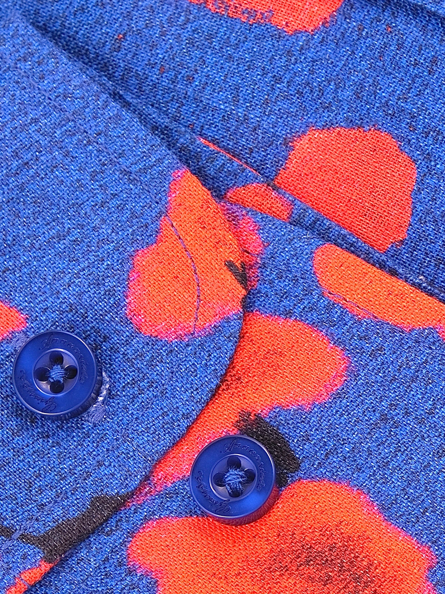 Printed Linen Shirt Cherry Blossom Blue Background