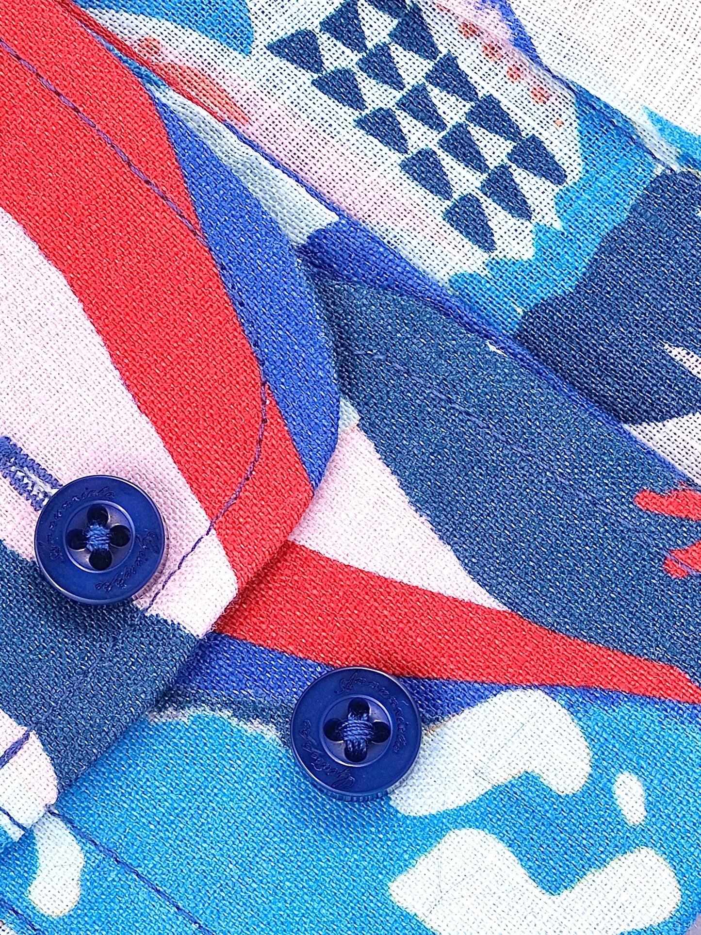 Printed Linen Shirt Panther Blue