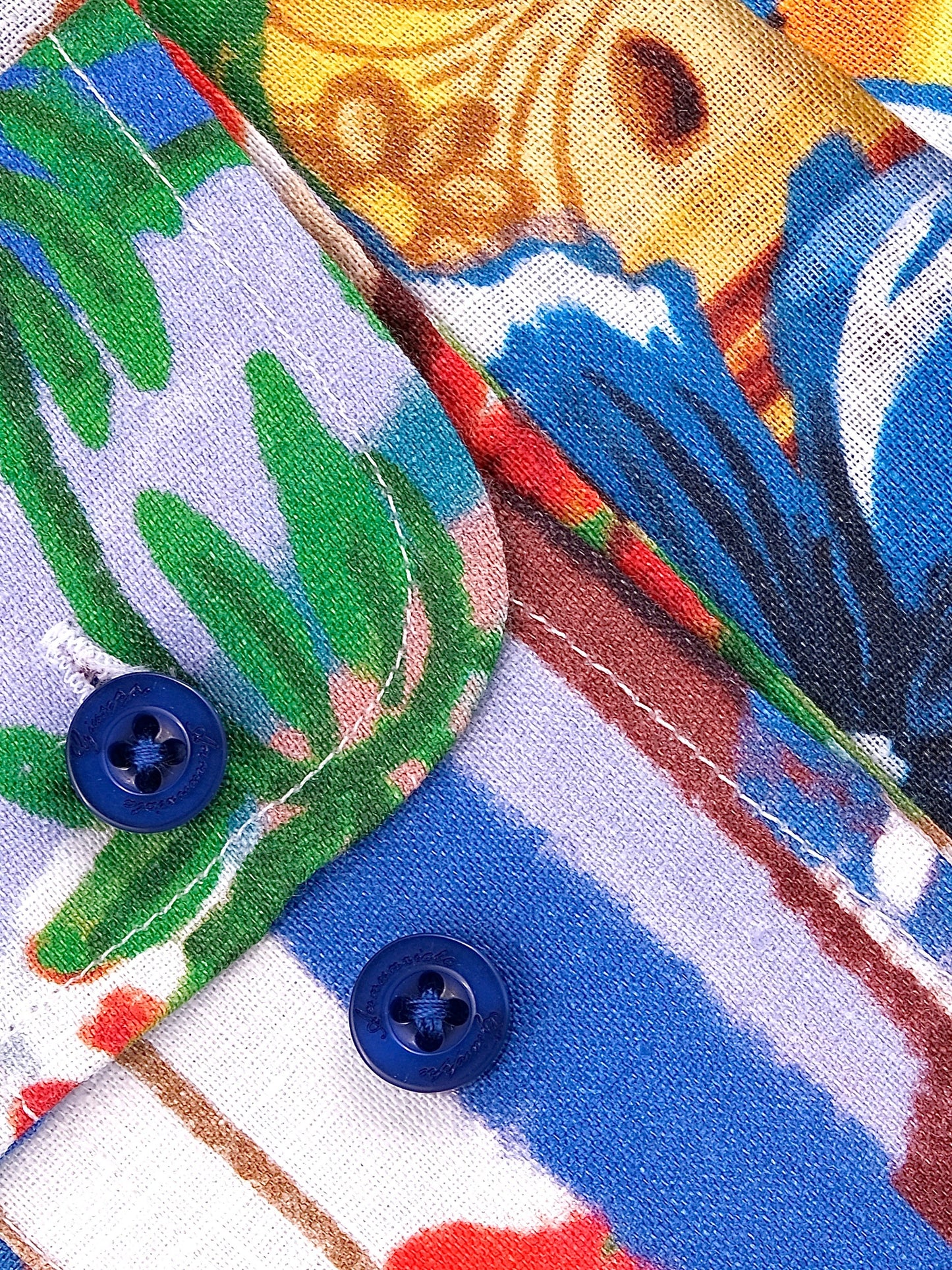 Printed Linen Shirt Bahia Blue