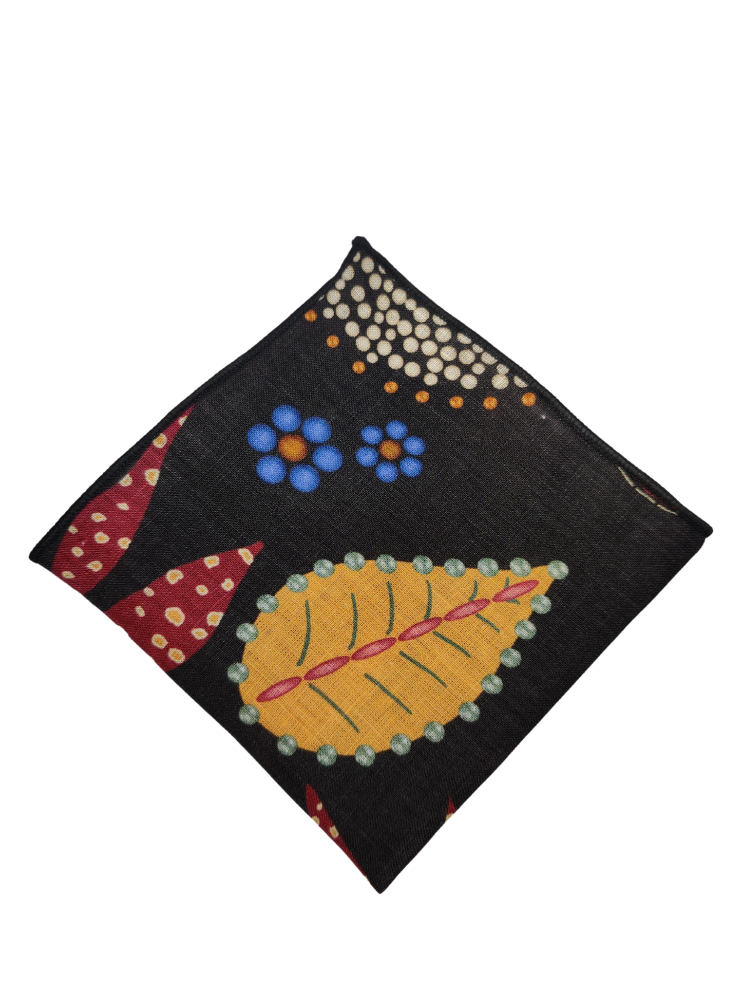 Abstract Leaves Black Linen Pocket square