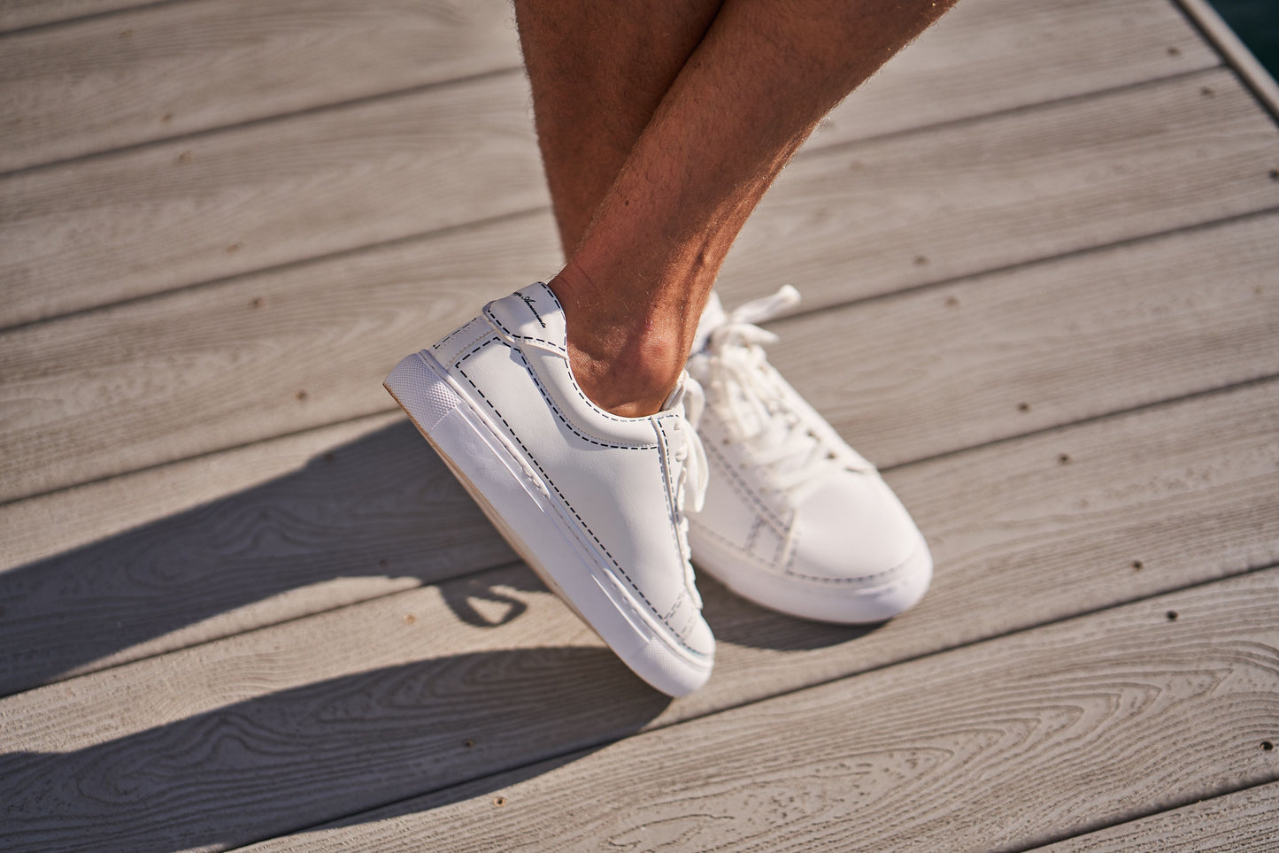 Leather Stitches Sneaker White and Blue