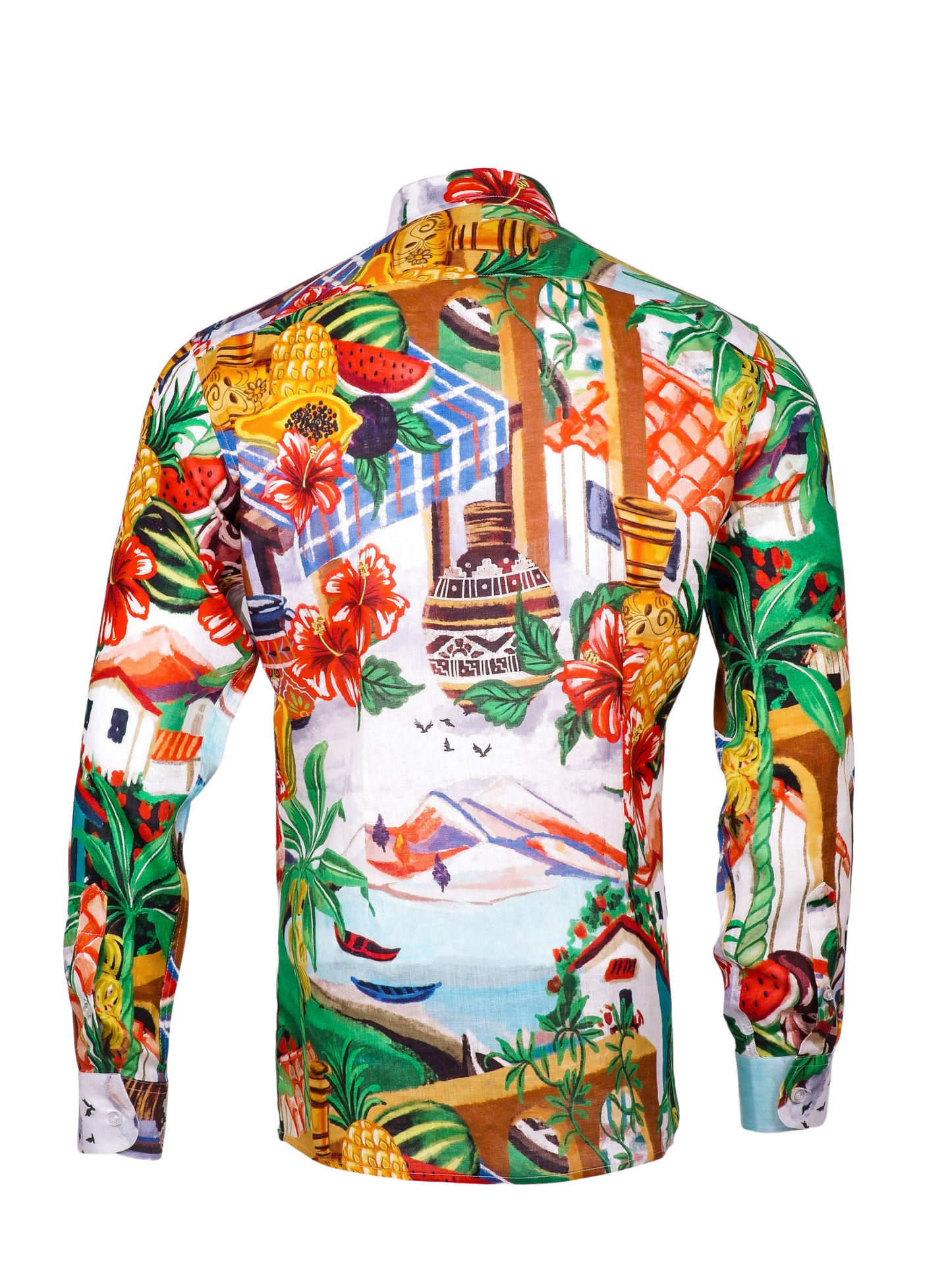 Printed Linen Shirt Bahia Red