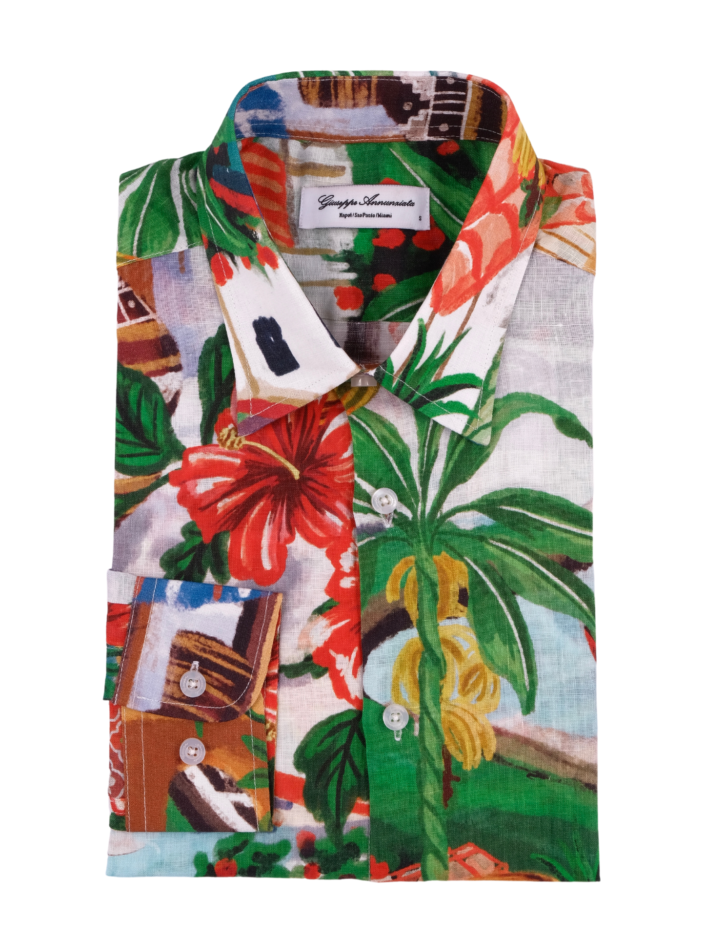 Printed Linen Shirt Bahia Red