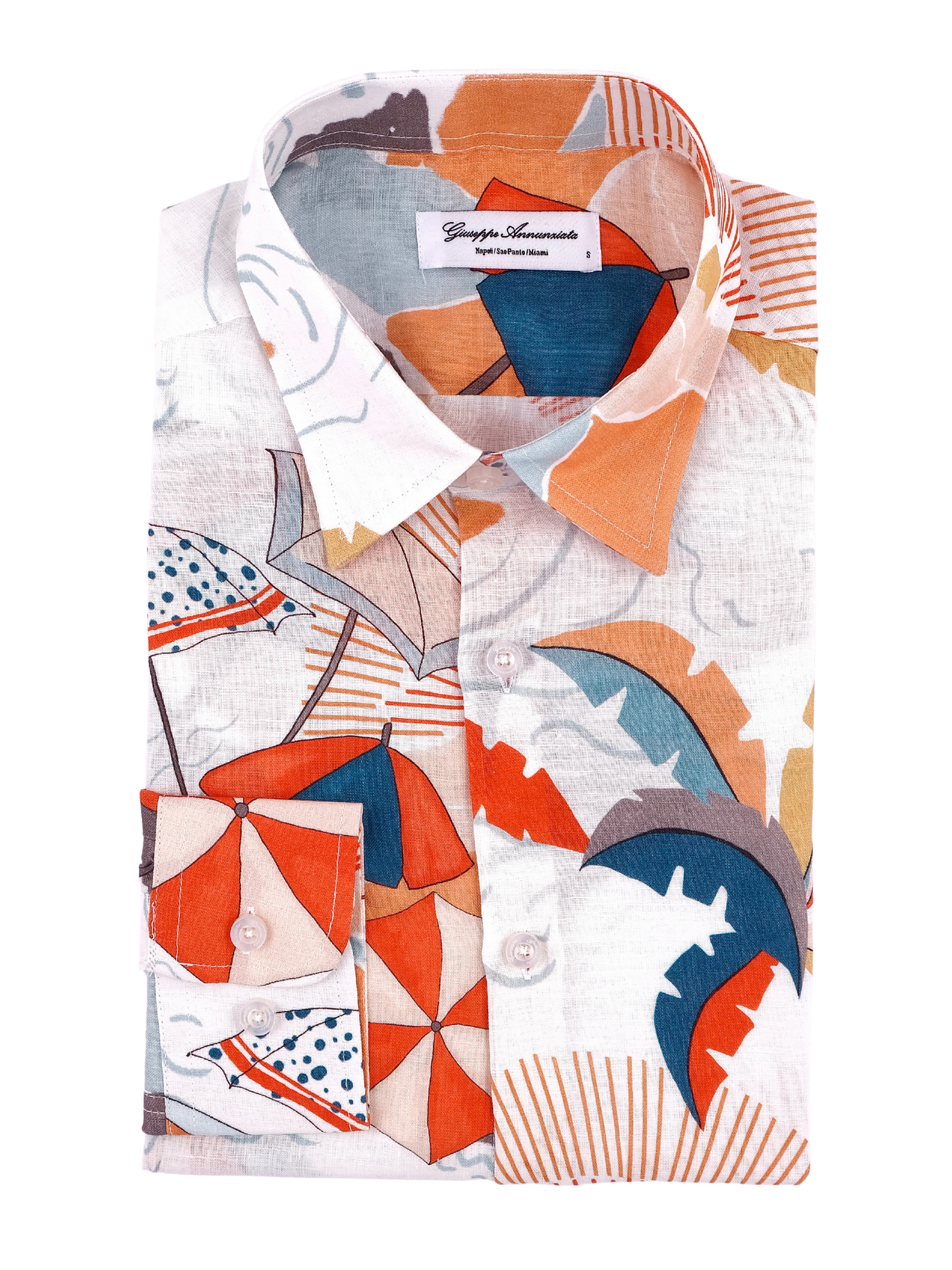 Printed Linen Shirt Beach White