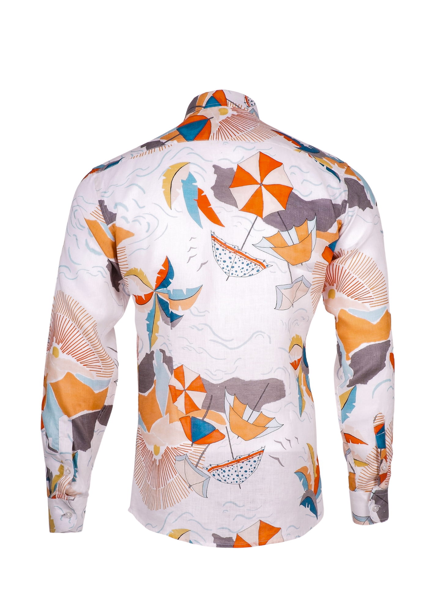Printed Linen Shirt Beach White