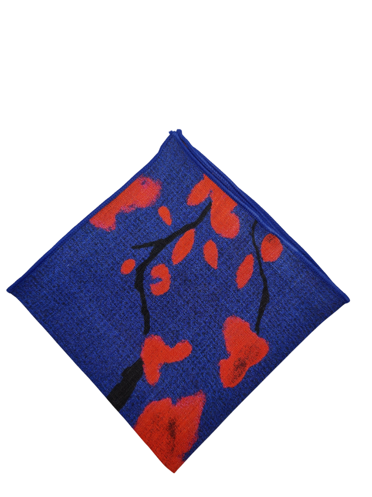Cherry Blossom Blue Background Linen Pocket square