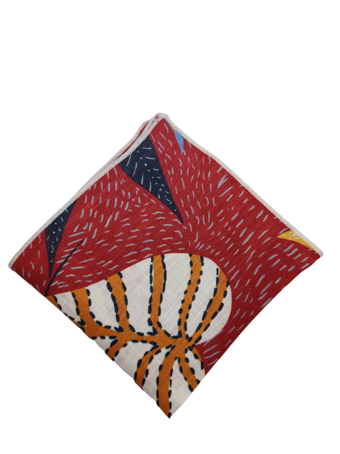 Dotted Forest and Jaguar Red Linen Pocket square