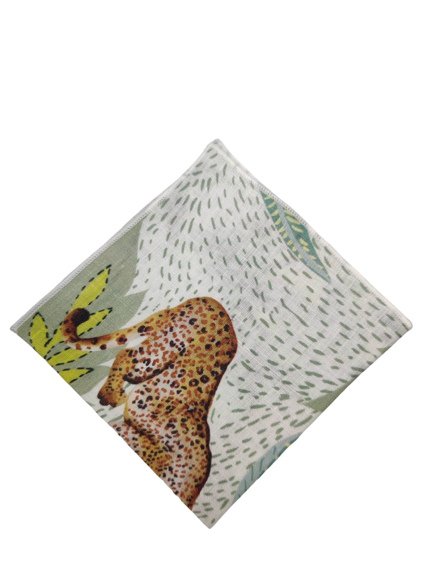 Dotted Forest and Jaguar WhiteLinen Pocket square