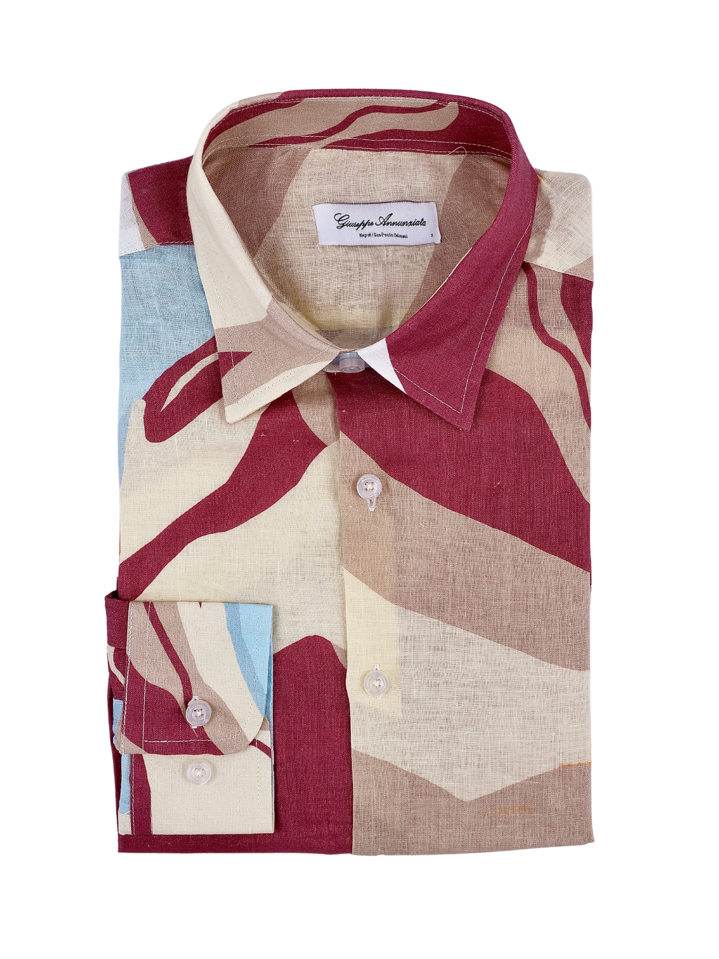 Printed Linen Shirt Dunes Bordeaux