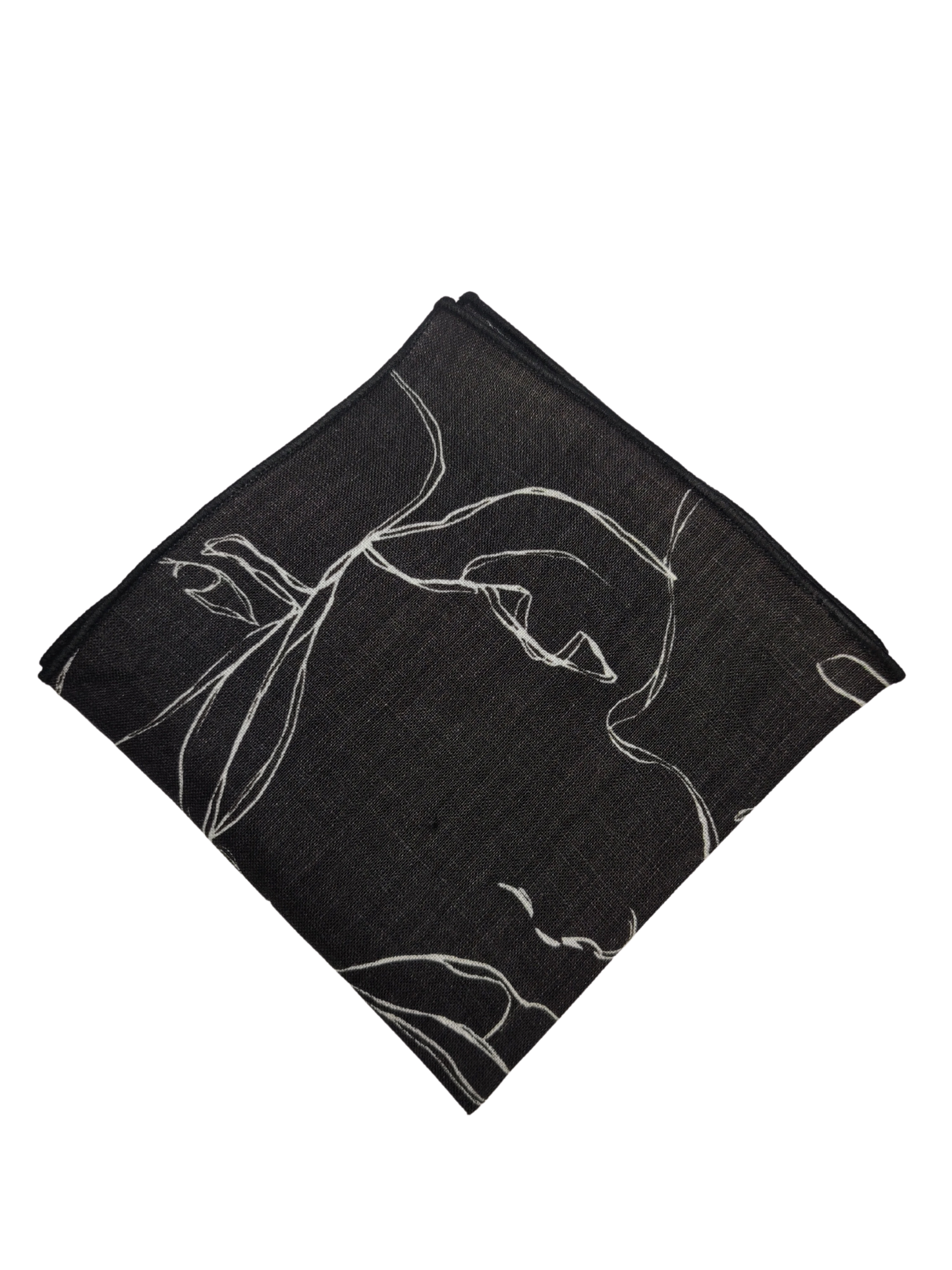Faces Black Linen Pocket square