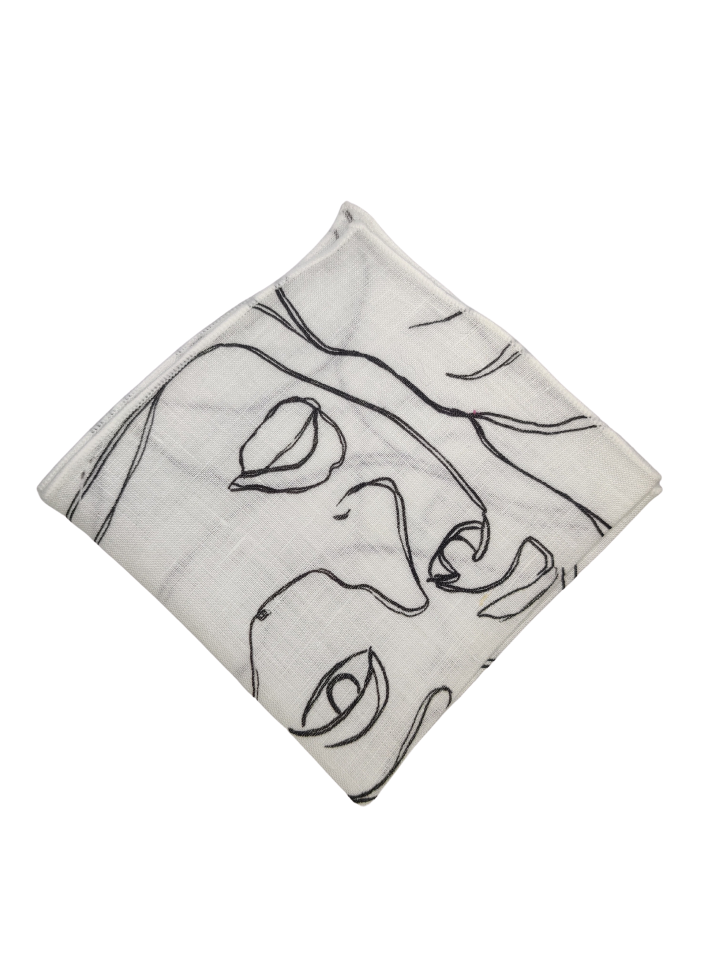 Faces White Linen Pocket square