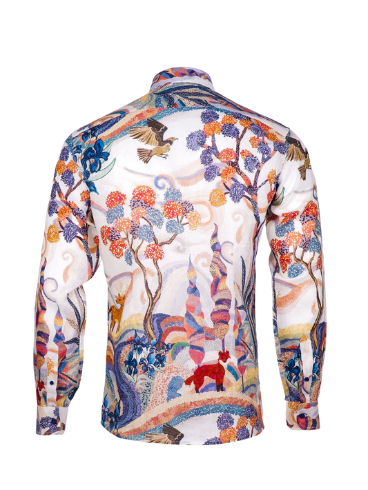 Printed Linen Shirt Fairy Tale Blue