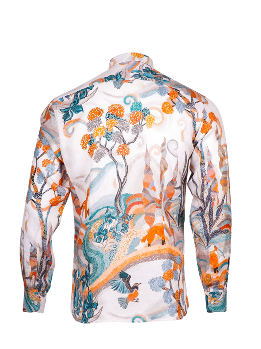 Printed Linen Shirt Fairy Tale Orange