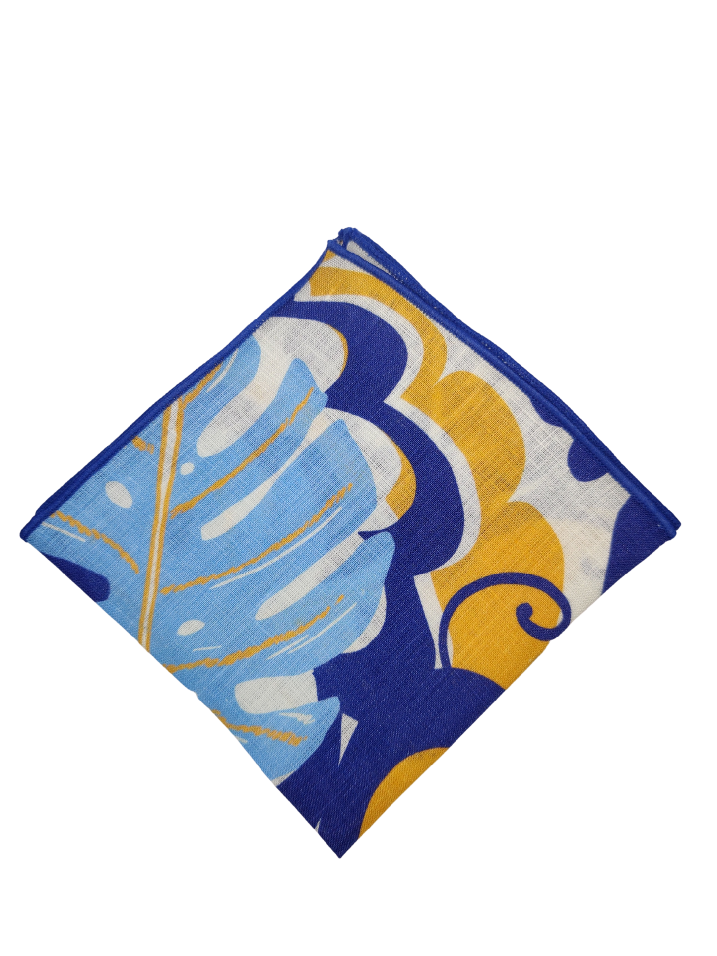 Flower Power Blue Linen Pocket square