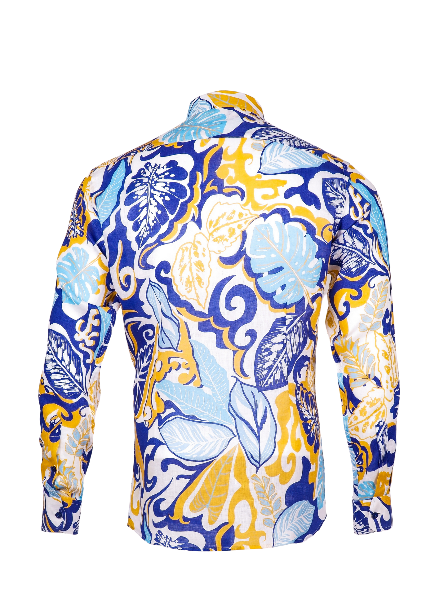 Printed Linen Shirt Flower Power Blue