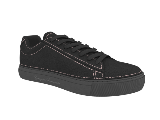 Suede Stitches Sneaker Black and Pale pink