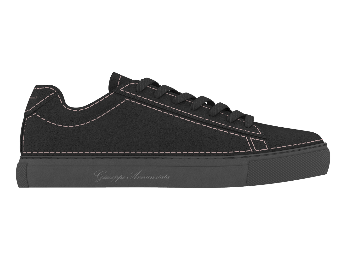 Suede Stitches Sneaker Black and Pale pink