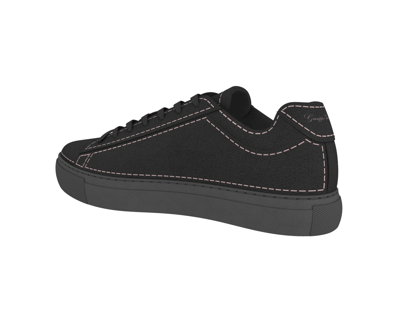 Suede Stitches Sneaker Black and Pale pink
