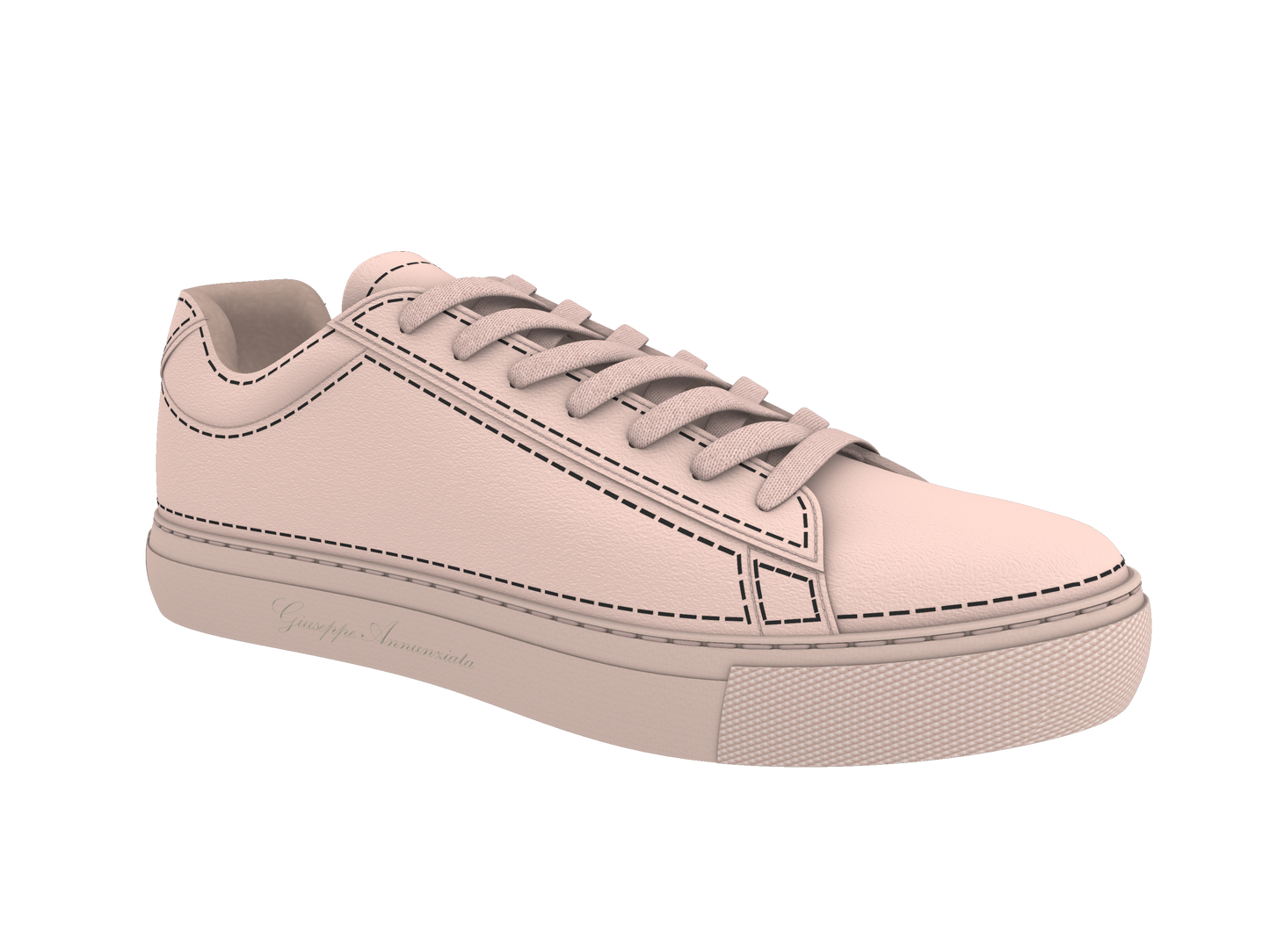 Leather Stitches Sneaker  Pale Pink and  Black