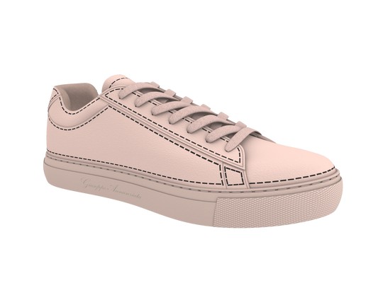 Leather Stitches Sneaker  Pale Pink and  Black