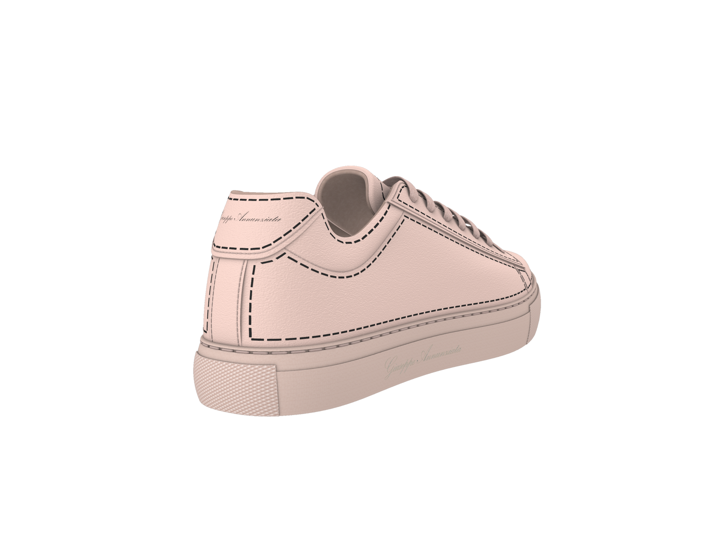 Leather Stitches Sneaker Pale Pink and Black