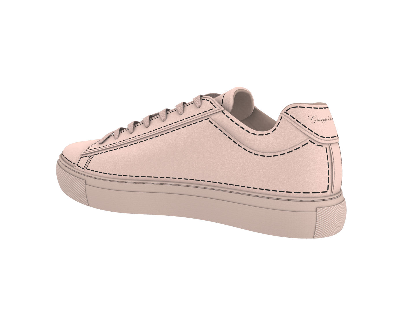 Leather Stitches Sneaker Pale Pink and Black
