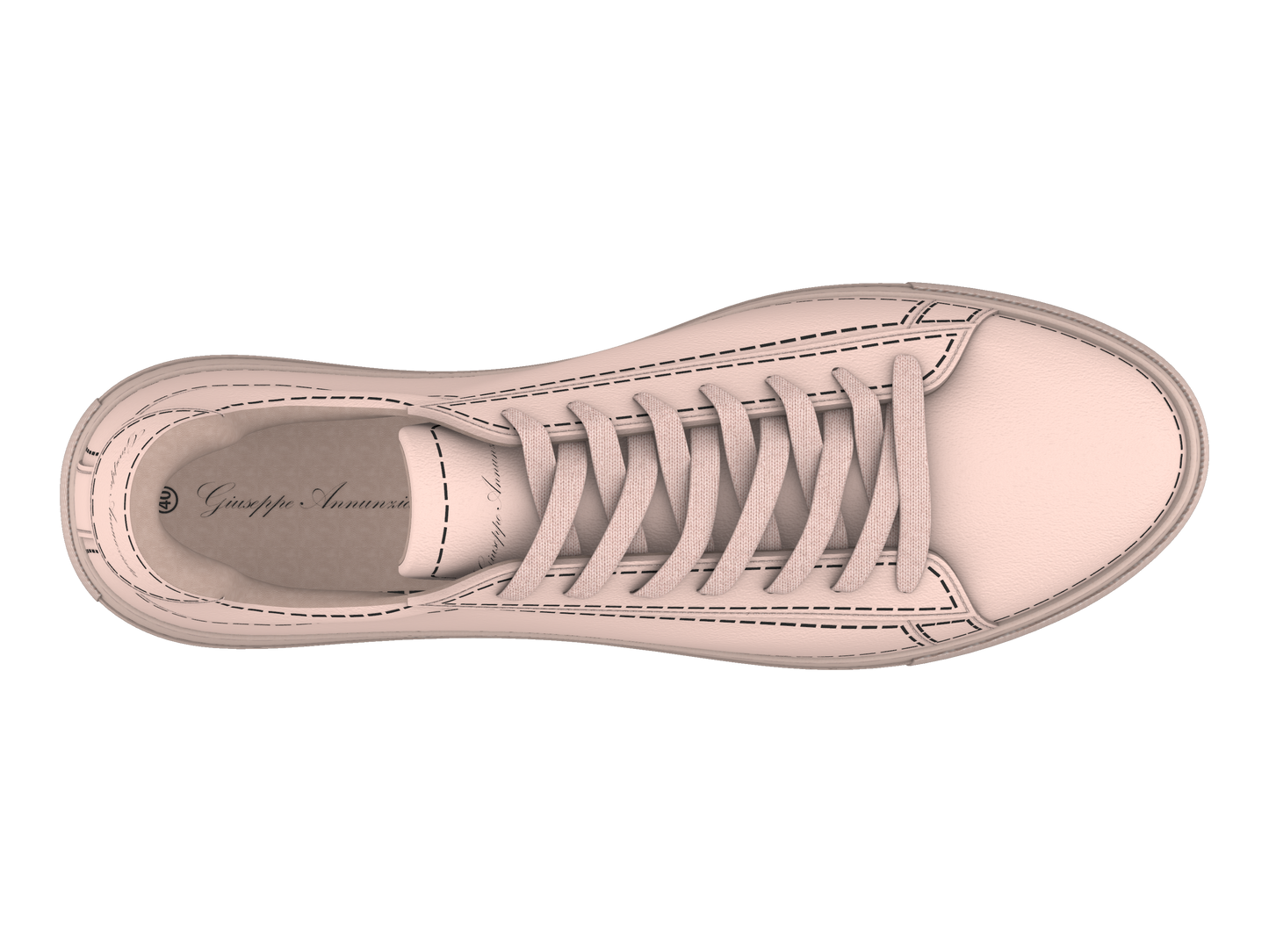 Leather Stitches Sneaker Pale Pink and Black