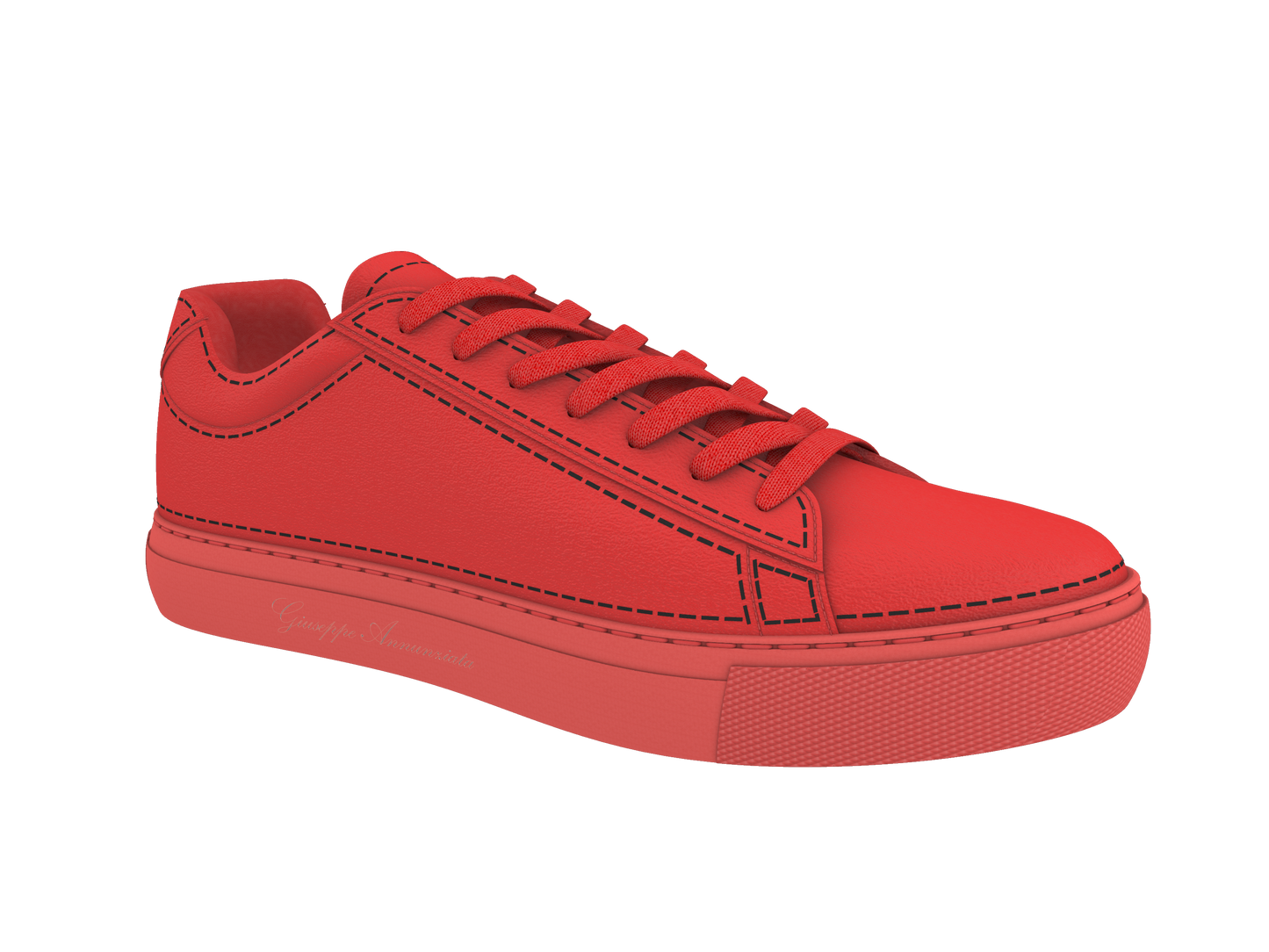 Leather Stitches Sneaker Red and Black