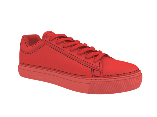 Leather Stitches Sneaker  Red and Black