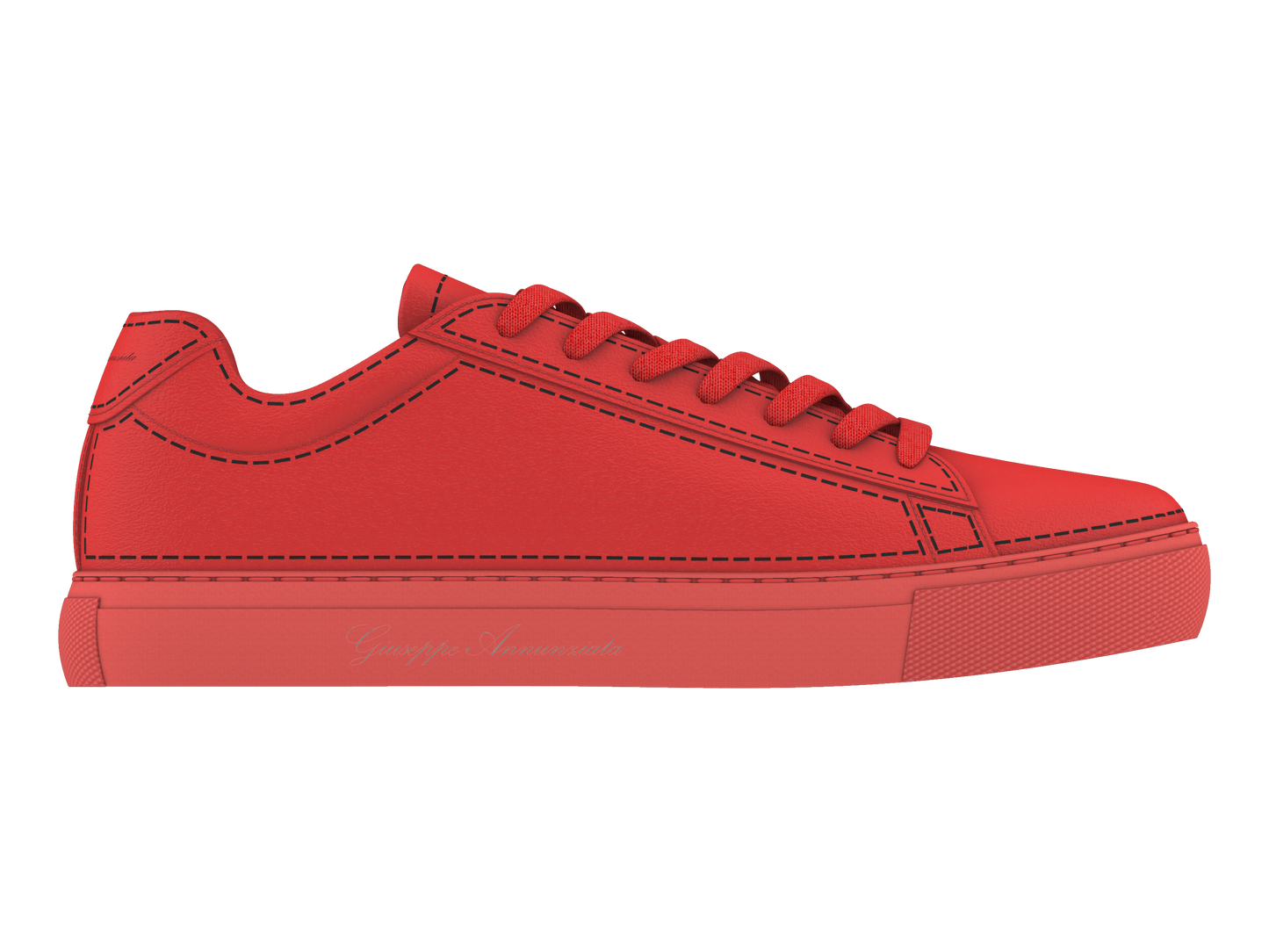Leather Stitches Sneaker Red and Black