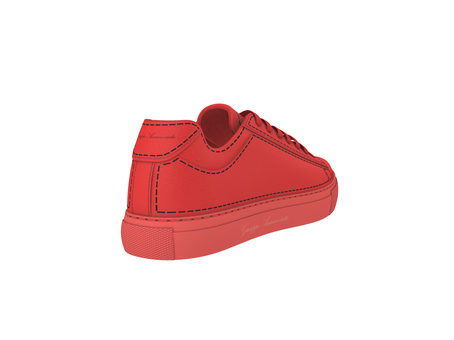 Leather Stitches Sneaker Red and Black