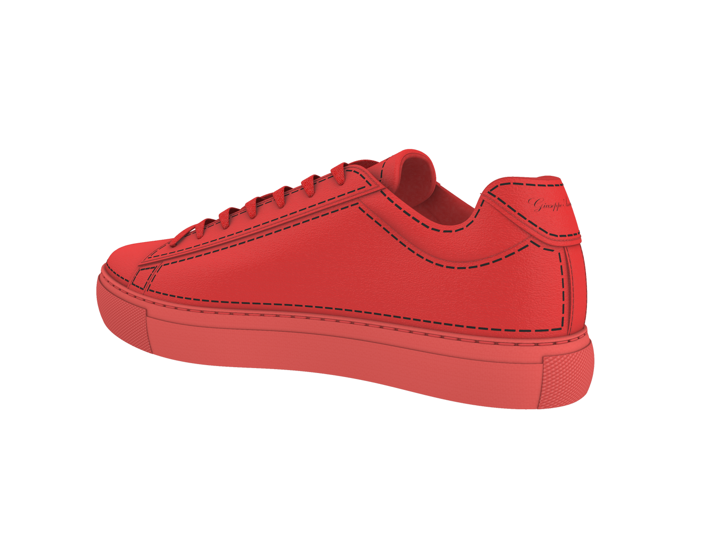 Leather Stitches Sneaker Red and Black