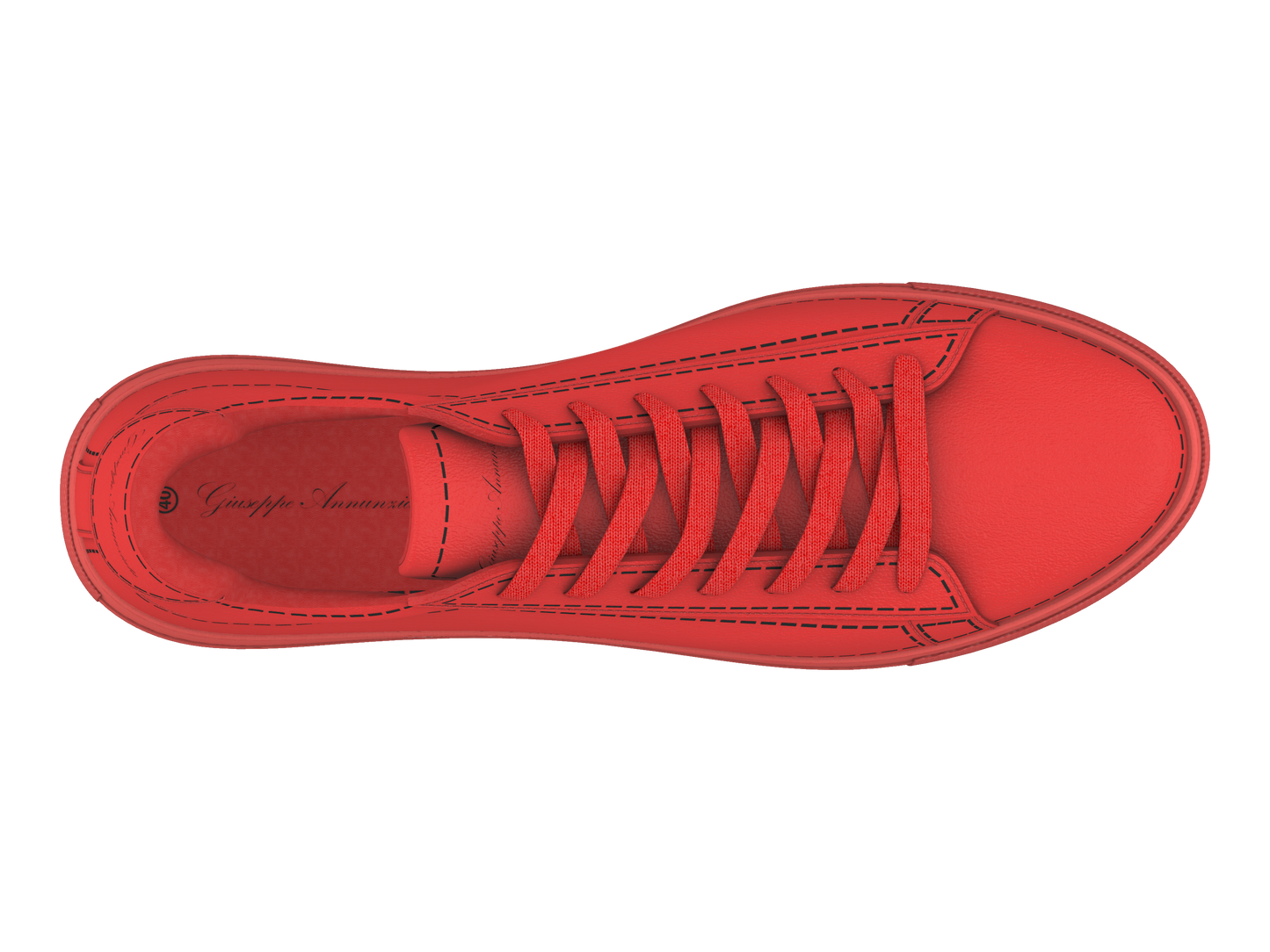 Leather Stitches Sneaker Red and Black