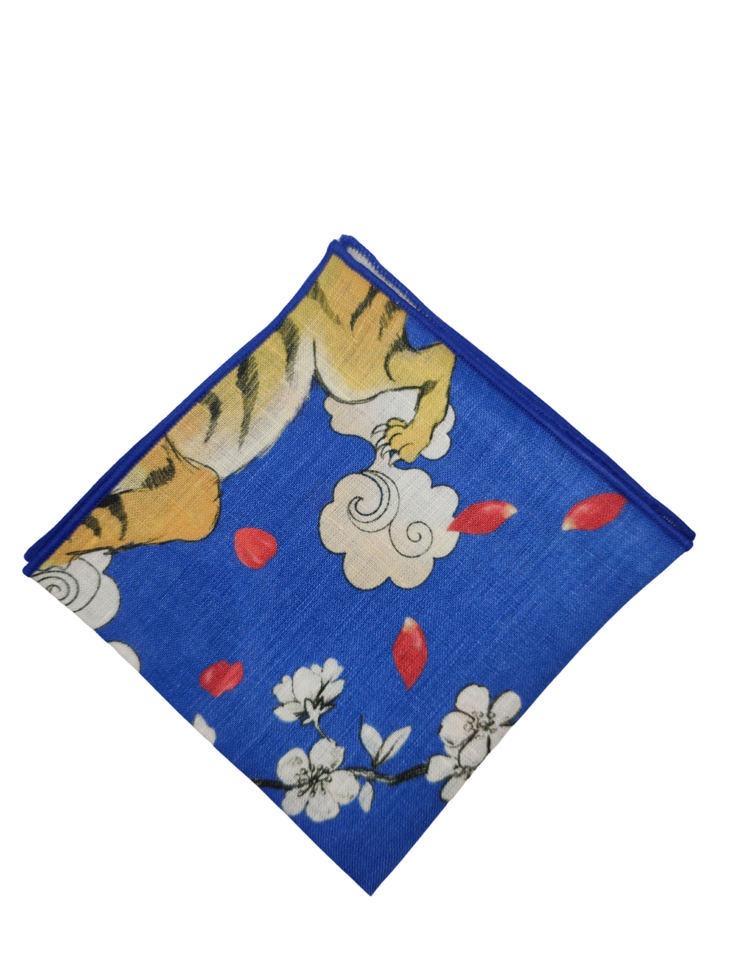 Japan Tiger Blue Linen Pocket square