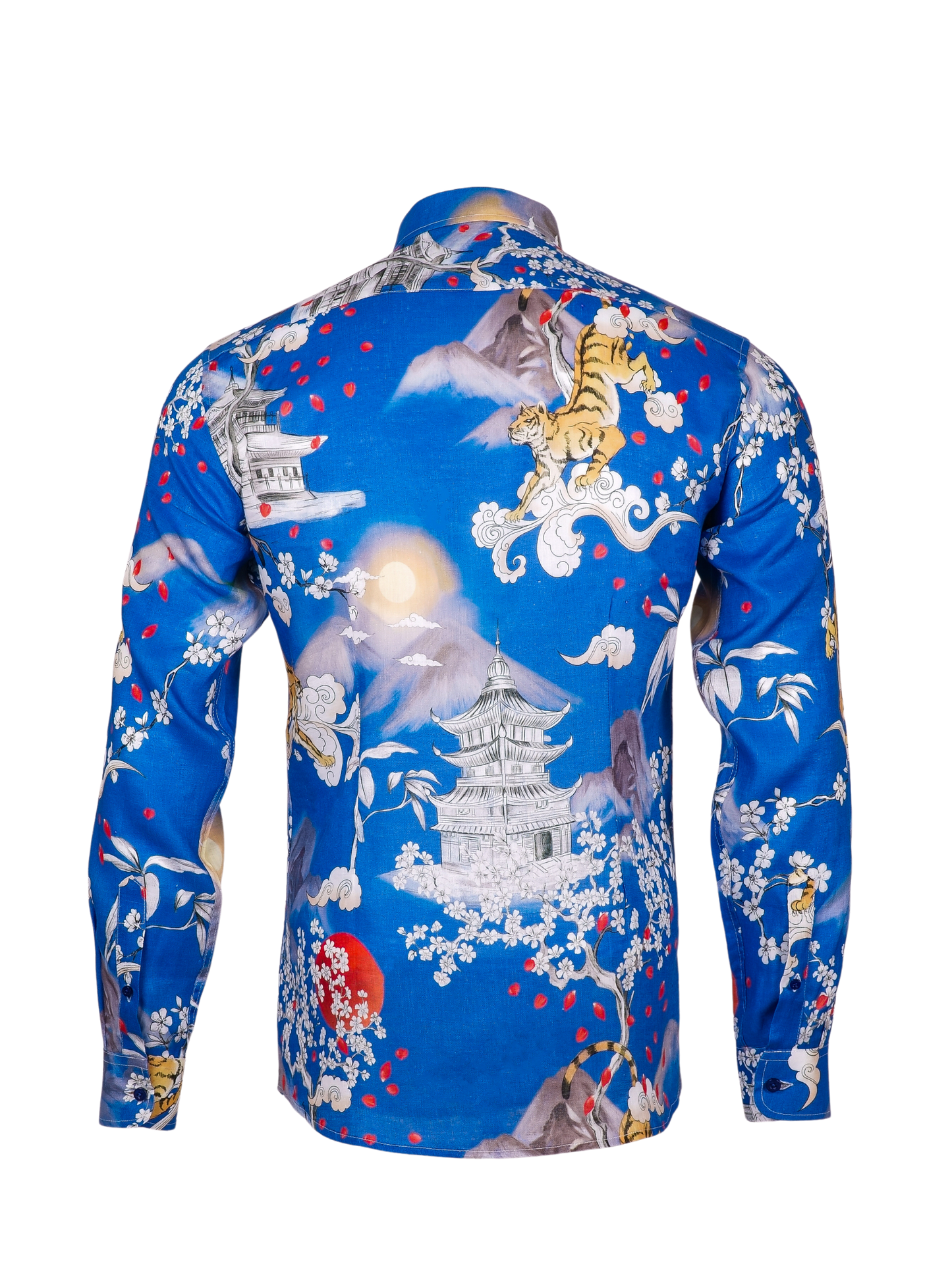 Printed Linen Shirt Japan Tiger Blue